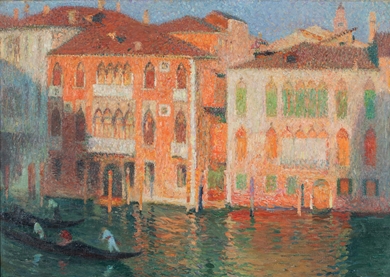 Henri Martin - Venise, palais et gondoliers sur le Grand Canal
